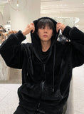 Boa fleece hooded zip-up