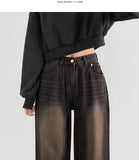 Yellow Teen Washing Long Wide 4 Season Denim Pants