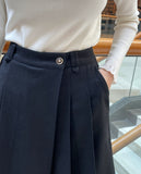 Metune Wool Pleated Wrap Skirt Pants