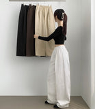 Nanspan banding pin tuck back cut mega wide pants