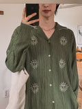 Sunny embroidery wrinkle shirt