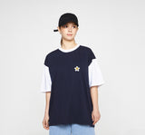 Flower Dot Embroidery Color Matching Short Sleeve Tee