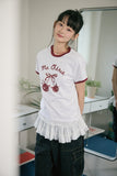 Cherry Cats CROP Ringer Tee