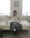 Kawi Frill Check Cancan Long Skirt