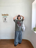 [BAONHAUS] Zmenz Seersucker Summer Banding Wide Pants