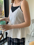 Magict Lace Shirring Sleeveless Blouse