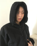 Comille Half Button Padded Hood Anorak Sweatshirt