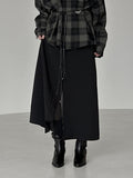 Slit mesh layered long skirt