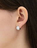 Champagne Full Moon Silver (W) Luna Garden One-Touch Earrings S