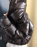 [MADE] Miley Leather Pigment Washing Two-Way Wellon Short Padding
