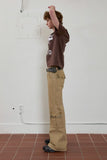 eyelet denim bootcut pants