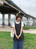 Hien Pleats Denim Layered Sleeveless One Piece