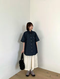 [BAONHAUS] Kinkan Snap Button Pocket Denim Over Short Sleeve Shirt