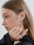 Orbit Silver (W) Full Pave One-Touch Earrings