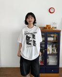 [unisex] Formt Cat Print Over Short Sleeve Tee