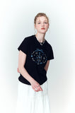 Circle Kitty Embroidered Crop Short Sleeve Tee