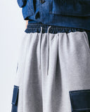 Denim Sweat Mixed Cargo Half Pants