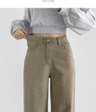 Hidden Banding Mute Color Long Wide Cotton Pants
