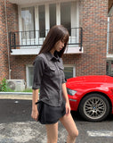 Nimu Stripe Pattern Belt Short Skirt Pants