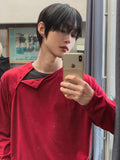 Notch diagonal button layered long sleeve