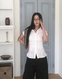 Kasen pleated shirring short sleeve shirt