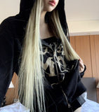 Trivin Lettering y2k Hood Zip-Up