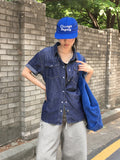 [MADE] Eka Summer Washing Snap Button Pocket Short-Sleeved Denim Shirt
