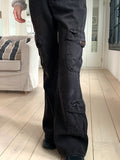 Anton Cargo Pocket Black Denim Bootcut Denim Pants
