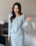 Anibelle Heartneck Tweed Peplum Jacket