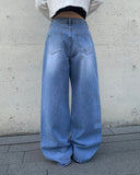Jiki Light Blue Brush Washing Wide Pants
