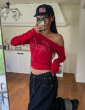 Sally Cubic Shirring Unbalanced Shoulder Long Sleeve