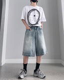 Milk Washing Bermuda Denim Pants