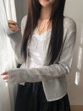 Detting Round V-Neck Knit Cardigan