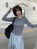 Rhythm Diagonal Unbalanced Button Hood Long Sleeve T-shirt