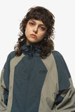 Neck slit hooded windbreaker