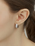 Essence Silver (W) Moissanite Double Wave One-Touch Earrings