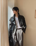 Saint High-Neck Unbalance Leather Jacket