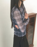 Niron Layered See-Through Check Long Sleeve T-Shirt