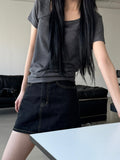 Mono Stitch Denim Mini