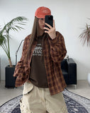 Tona Wrinkle Crop Check Shirt