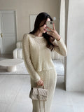 Pline Round Punching Knit Two Piece