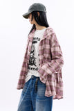 Flannel hooded over check shirt