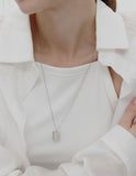 [Premium Plating] Volume Square AB TAG Necklace