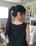 [Scrunchie set] Kicho Dot Ribbon Sleeveless Blouse