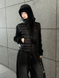 Black tech knit padding jacket