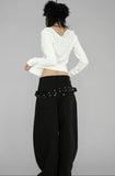 Slit-up Belt Cotton Pants