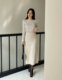 Judielle Stripe Rib Boat Neck Knit