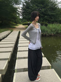 Vike Flower See-Through Long Sleeve Ribbon Cardigan