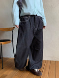 Yanna Non-Fade Wide Black Denim Pants