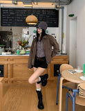 Dirt incision dyeing semi crop jacket